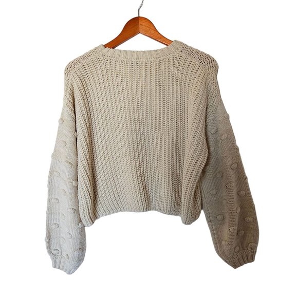 Moon and Madison Chunky Knit Polka Dot Balloon Sleeved‎ Ivory Sweater M Medium - Picture 6 of 10
